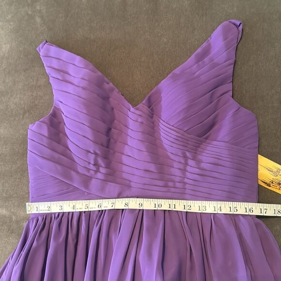 Purple Chiffon Full Length Bridesmaid Formal Dress V-Neck CorsetBack Size 14 NWT - Picture 9 of 11